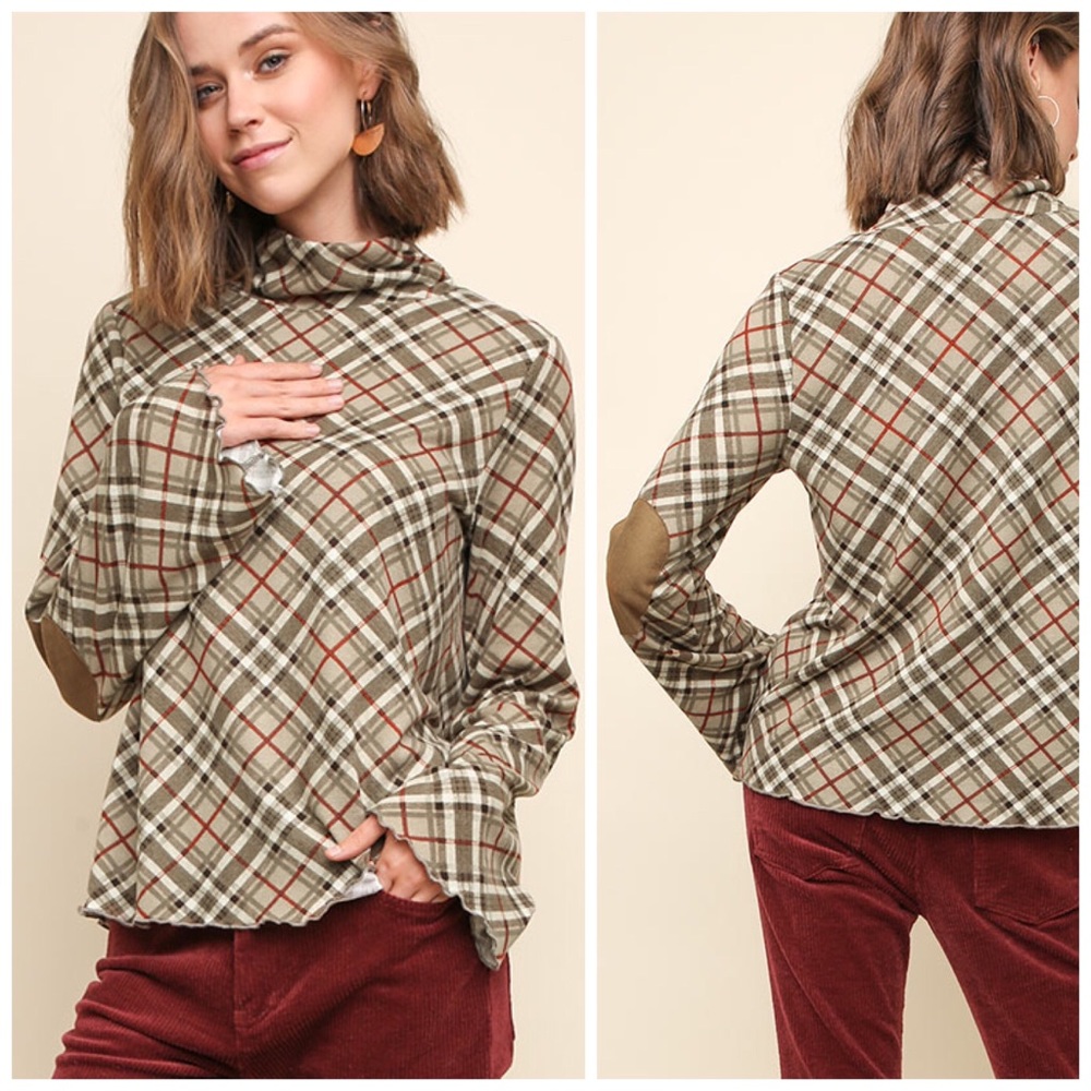 🆕Umgee Lettuce Trim Suede Elbow Top